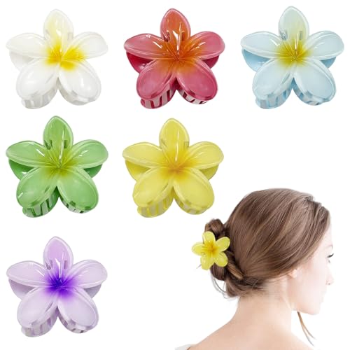 A AIKOOL 6 Stück hawaiianische Blumenklammern für Frauen: Plumeria & Hibiskus Haarspangen-Set – niedlicher Sommer-Haarschmuck für Frauen, Mädchen und alle Haartypen (Typ B) von A AIKOOL