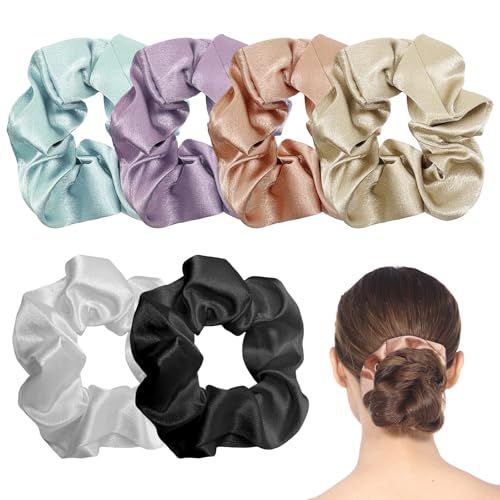 A AIKOOL Große Satin-Haargummis für Damen, Satin-Haargummis und Haargummis, hohe Elastizität, sanft, keine Beschädigung, Pferdeschwanz-Halter mit frischem süßem Design, 6 Stück A AIKOOL Große Satin-Haargummis für Damen, Satin-Haargummis und Haargummis, hohe Elastizität, sanft, keine Beschädigung, Pferdeschwanz-Halter mit frischem süßem Design, 6 Stück von A AIKOOL