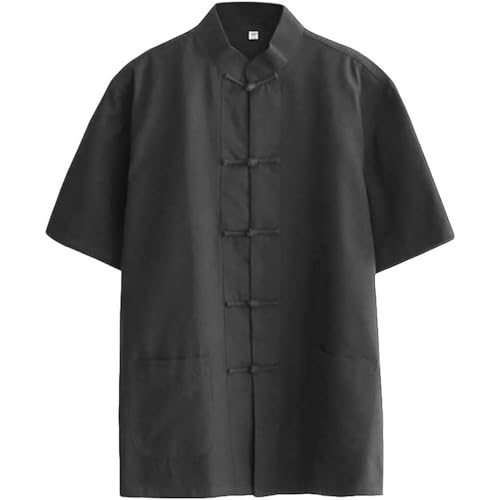 A ALFEEL Traditionelles Kung-Fu-Kurzarmhemd aus Baumwolle, Tai Chi Kleidung, GRAU, L von A ALFEEL