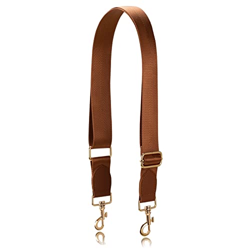 Allzedream Taschengurt Crossbody Bag Damen Breiter Gurt Zum Wechseln Einstellbar Umhängetasche (Braun Gold Leder) von A ALLZEDREAM