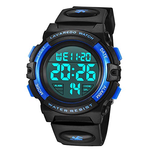 A ALPS Digital Uhren für Kinder Jungen - 5 ATM Wasserdicht Sports Outdoor Digitaluhren Kinder Silikon Armbanduhr mit Wecker/Stoppuhr/LED-Licht/Stoßfest/Datum,Elektronische Kinderuhren von A ALPS