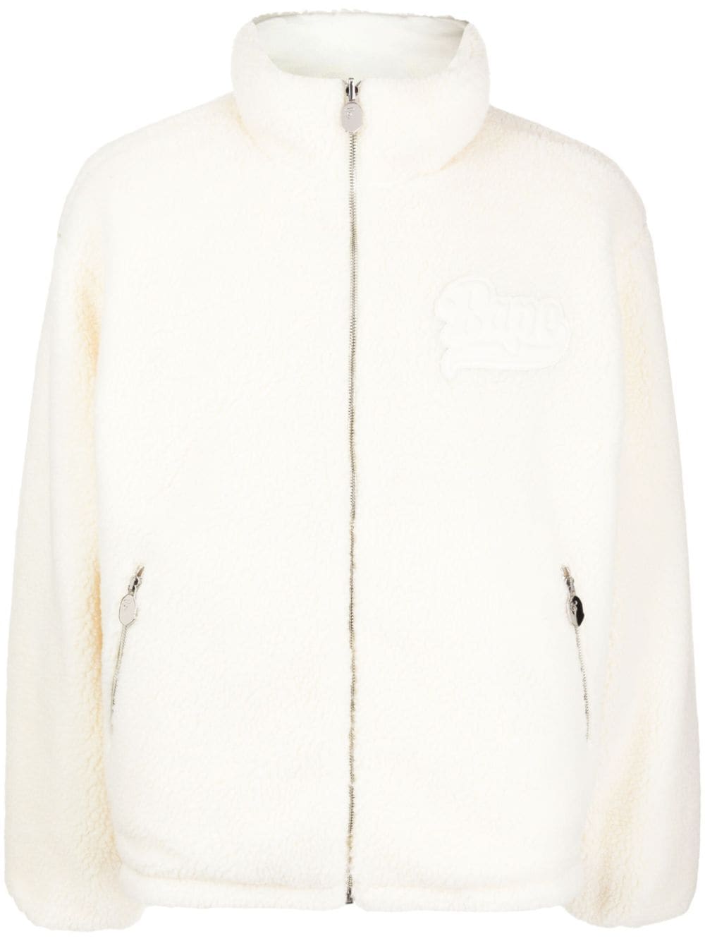 A BATHING APE® Fleecejacke mit Logo-Applikation - Weiß von A BATHING APE®