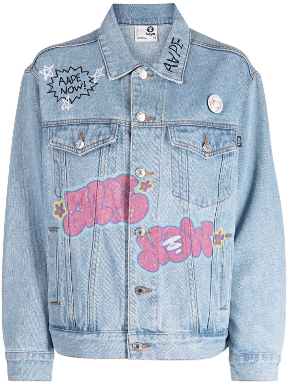 AAPE BY *A BATHING APE® Jeansjacke mit Graffiti-Print - Blau von AAPE BY *A BATHING APE®