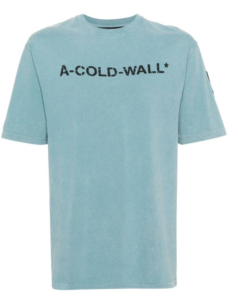 A-COLD-WALL* Overdye T-Shirt mit Logo-Print - Blau von A-COLD-WALL*