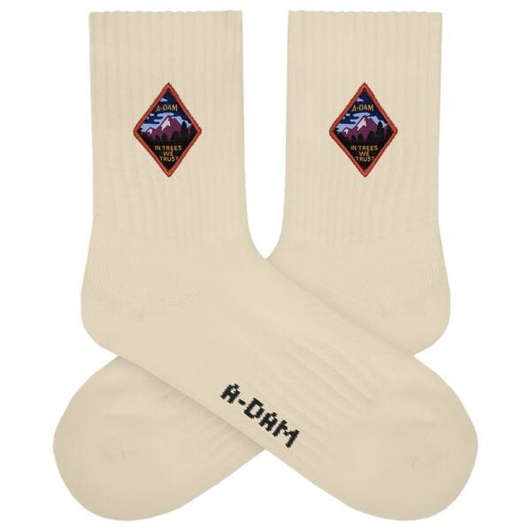 A-Dam Cremeweiße Socken Patch Tree von A-Dam