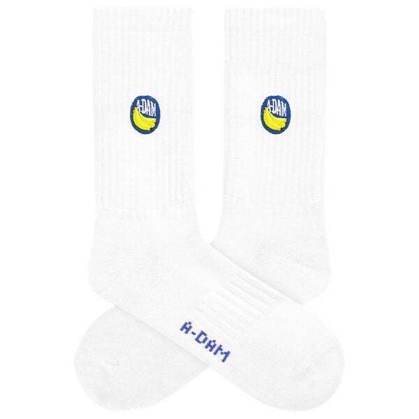 A-Dam Weiße Sport-Socken Crew Banana Sticker von A-Dam