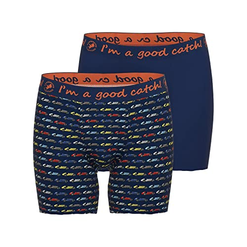 A FISH NAMED FRED 2er Pack Herren Long Pants Boxershort Unterwäsche Rennwagen, Grösse:3XL, Farbe:Design 08 von A FISH NAMED FRED