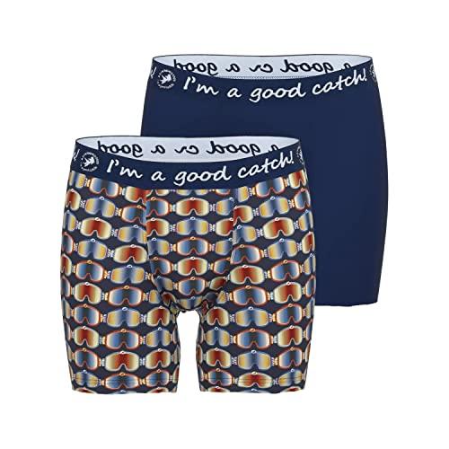 A FISH NAMED FRED 2er Pack Herren Long Pants Boxershort Unterwäsche Skibrille, Grösse:XXL, Farbe:Design 03 von A FISH NAMED FRED
