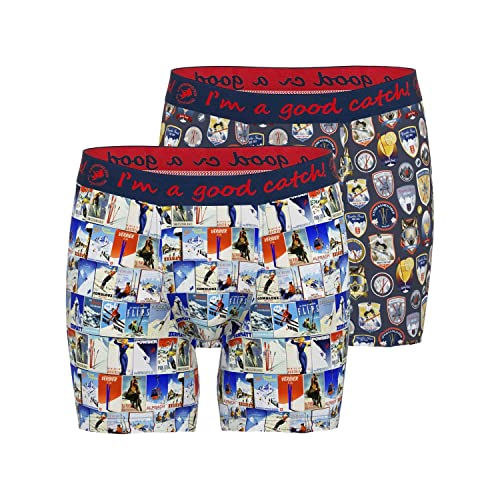A FISH NAMED FRED 2er Pack Herren Long Pants Boxershort Unterwäsche Skigebiete, Grösse:XXL, Farbe:Design 02 von A FISH NAMED FRED