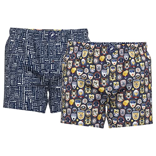 A FISH NAMED FRED 2er Pack Herren Web Boxershort Unterwäsche Skigebiete Badges, Grösse:XXL, Farbe:Design 05 von A FISH NAMED FRED