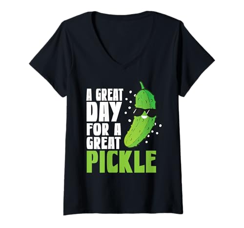 Damen A Great Day for A Great Pickle Gurken Gurken Salat Pick T-Shirt mit V-Ausschnitt Damen A Great Day for A Great Pickle Gurken Gurken Salat Pick T-Shirt mit V-Ausschnitt von A Great Day For A Great Pickle