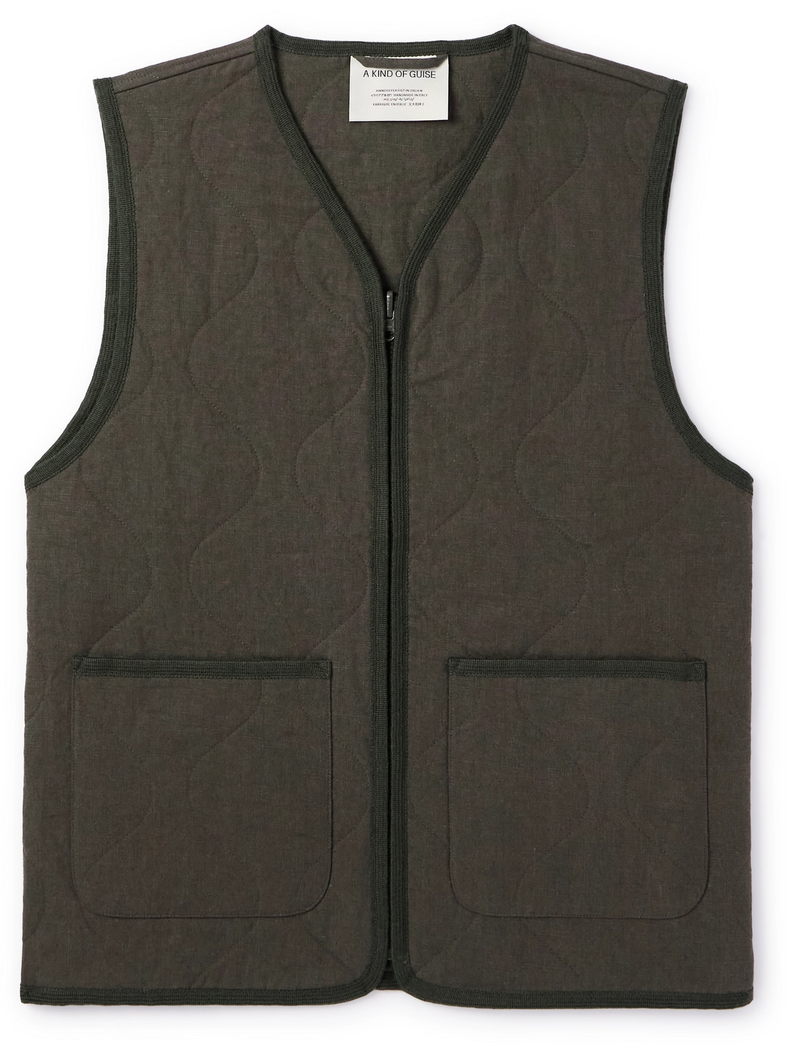 A Kind Of Guise - Bogdan Quilted Padded Stone-Washed Linen Gilet - Men - Green - XL von A Kind Of Guise