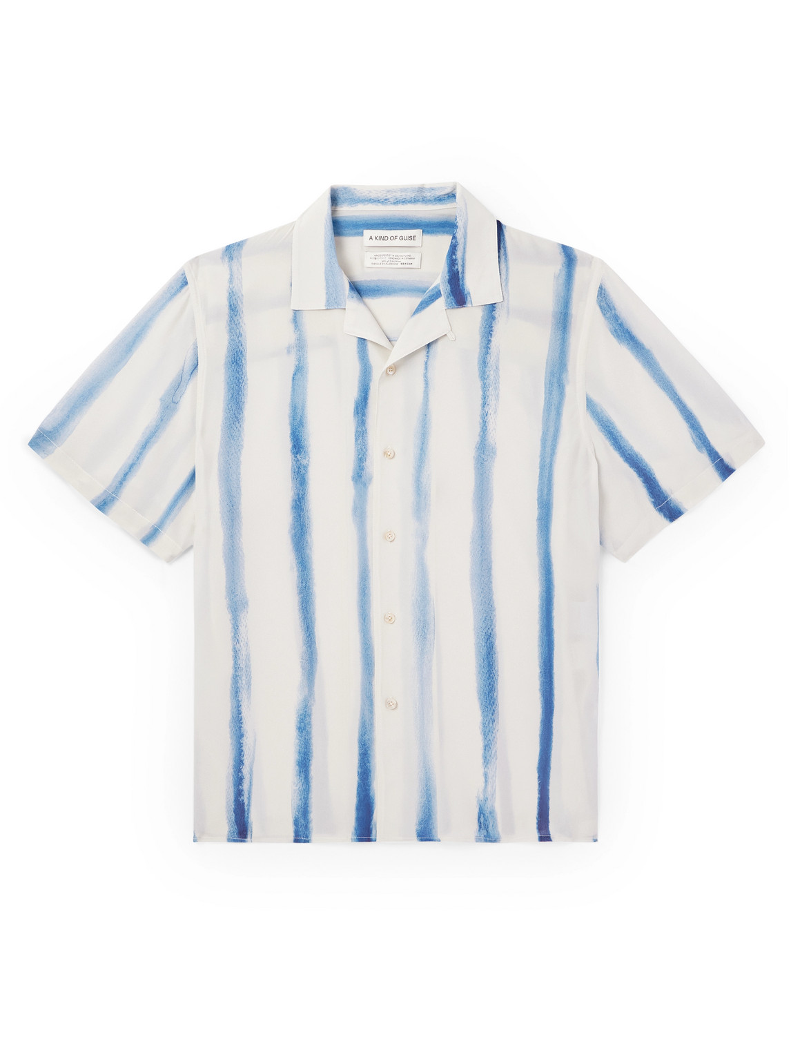 A Kind Of Guise - Gioia Convertible-Collar Striped Silk Crepe de Chine Shirt - Men - Blue - M von A Kind Of Guise