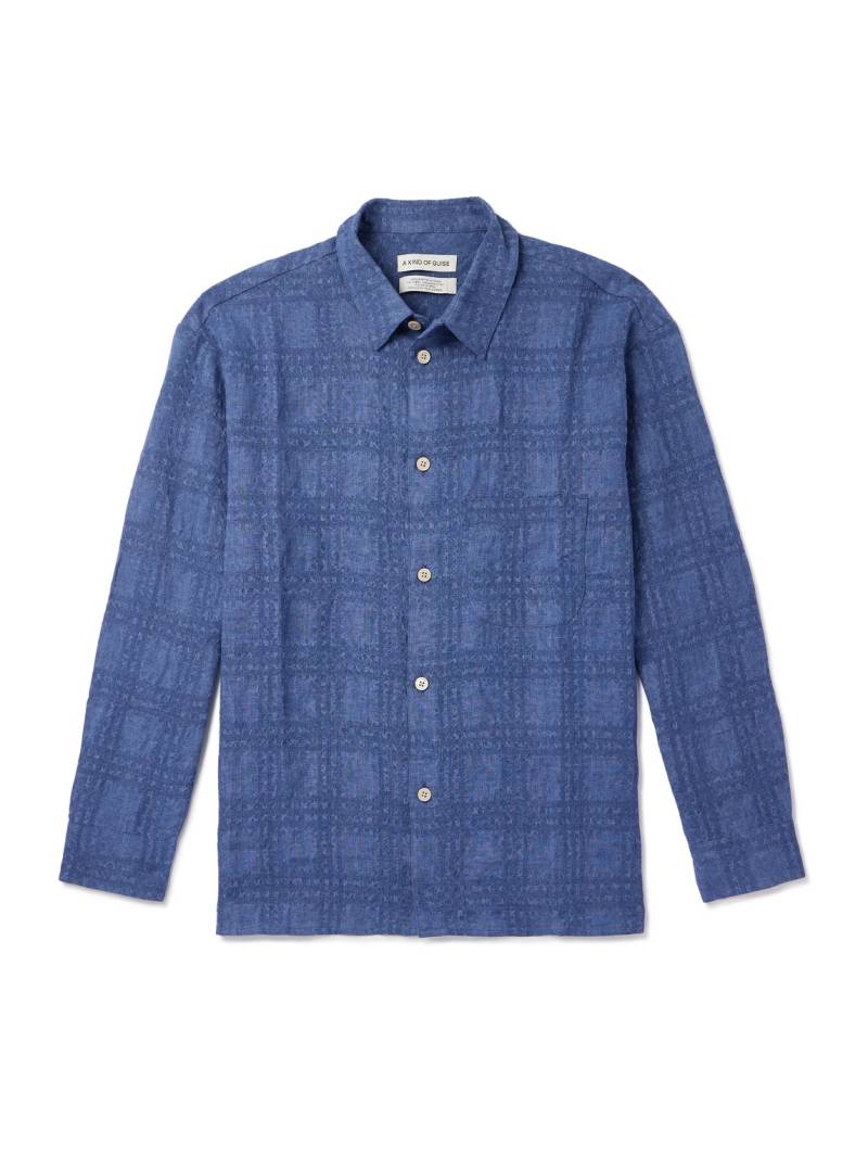 A Kind Of Guise - Gusto Checked Linen and Lyocell-Blend Textured-Chambray Shirt - Men - Blue - M von A Kind Of Guise