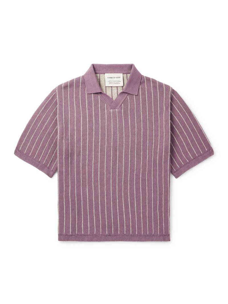 A Kind Of Guise - Mahua Striped Linen and Cotton-Blend Polo Shirt - Men - Purple - XXL von A Kind Of Guise