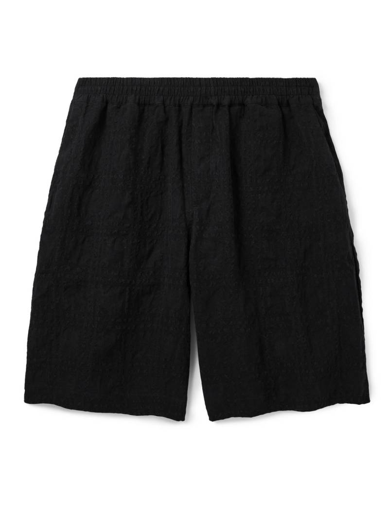 A Kind Of Guise - Saleh Wide-Leg Checked Linen and Lyocell-Blend Seersucker Shorts - Men - Black - S von A Kind Of Guise