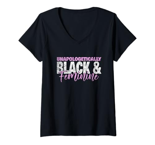 Damen Unbeschreiblich schwarze und feminine Power Heritage & Pride T-Shirt mit V-Ausschnitt von A Legacy of Black Masculinity and Courage