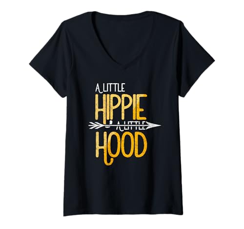 Damen A Little Hippie A Little Hood Blumenkinder Regenbogen Hippie T-Shirt mit V-Ausschnitt von A Little Hippie A Little Hood Rainbow Hippy Gifts