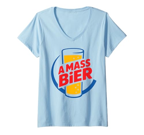 Damen A Mass Bier Logo X Lecker Bierchen Wiesn Bayern Oktoberfest T-Shirt mit V-Ausschnitt Damen A Mass Bier Logo X Lecker Bierchen Wiesn Bayern Oktoberfest T-Shirt mit V-Ausschnitt von A MASS BIER X Maß Bier Logo - Lecker Bierchen