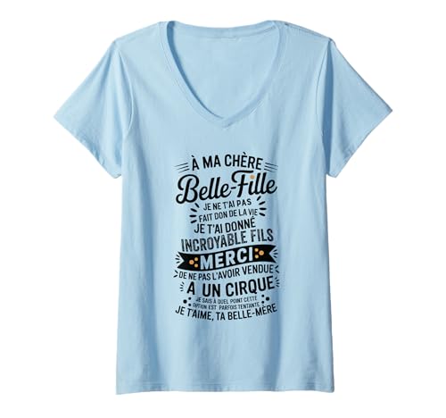 Damen An Meine Liebe Schwiegertochter Humor Lustiges Geschenk Erstaunlicher Sohn T-Shirt mit V-Ausschnitt von À Ma Chère Belle-Fille Cadeau Humour Drôle