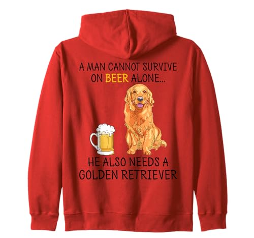 A Man Cannot Survive On Beer Alone Lustiger Golden Retriever Kapuzenjacke von A Man Cannot Survive On Beer Alone and Dogs shirts