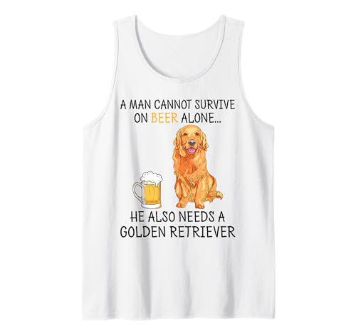 Herren A Man Cannot Survive On Beer Alone Lustiger Golden Retriever Tank Top Herren A Man Cannot Survive On Beer Alone Lustiger Golden Retriever Tank Top von A Man Cannot Survive On Beer Alone and Dogs shirts