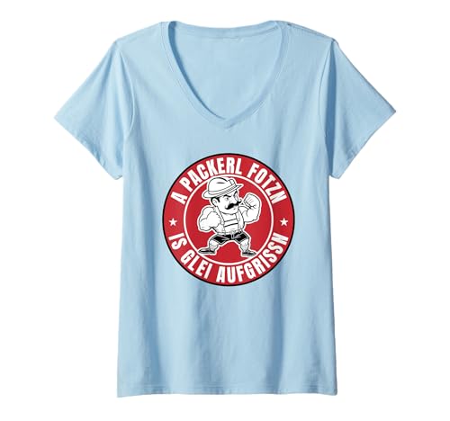 Damen A PACKERL FOTZN IS GLEI AUFGRISSN X GRANTLER Oktoberfest T-Shirt mit V-Ausschnitt von A PACKERL FOTZN IS GLEI AUFGRISSN. Lecker Bierchen