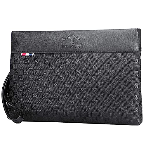 A-QMZL Handgelenktasche für Herren Handgelenk Handtasche Handgelenktasche PU Leder Großraum-Clutch mit Kartenfach Brieftasche Business Freizeit Bürohandtasche Geldbörsentasche für Männer von A-QMZL