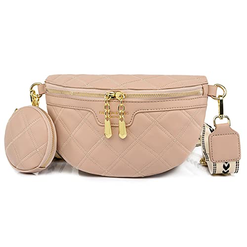 A-QMZL Crossbody Bag Damen Breiter Gurt Bauchtasche Damen Leder Geldbörse Mode Bauchtasche Klein Umhängetasche Abnehmbar Schultergurt (Khaki) von A-QMZL