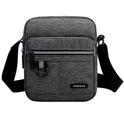 A-QMZL Umhängetasche Brusttasche Herren Crossbody Schultertasche Handytasche Messenger Bag Herrentasche Shulder Bag Kleine Schultertasche aus Segeltuch (grau) von A-QMZL
