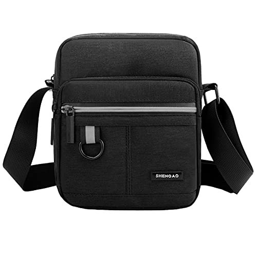 A-QMZL Umhängetasche Brusttasche Herren Crossbody Schultertasche Handytasche Messenger Bag Herrentasche Shulder Bag Kleine Schultertasche aus Segeltuch (schwarz) von A-QMZL