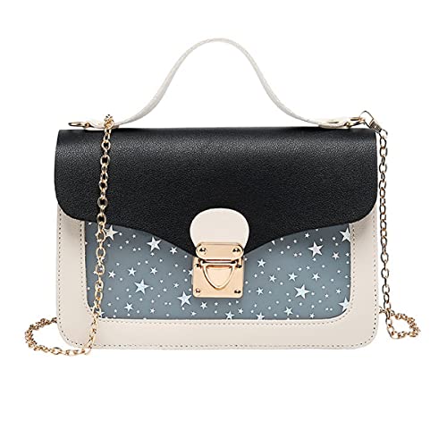 A-QMZL Umhängetasche für Damen, modisch, kleine Kette, Handtasche, Schultertasche, Crossbody Handtasche für Kinder, Damen, Mädchen, Stern schwarz von A-QMZL