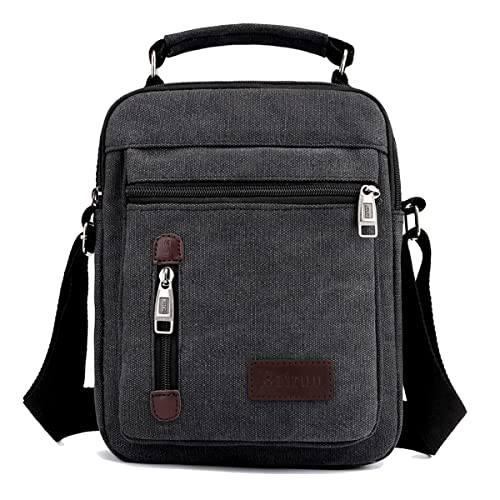 Herren Umhängetasche Canvas Messenger Bags Reise Umhängetasche Große Kapazität Casual Handtasche mit mehreren Taschen für die Arbeit Einkaufen Wandern Täglicher Gebrauch von A-QMZL