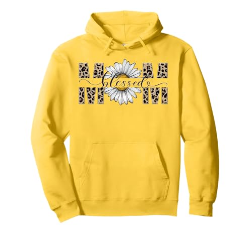 Gesegnete Mutter Gänseblümchen mit Leopardenmuster Dankbare Mama Pullover Hoodie von A Ray of Sunshine