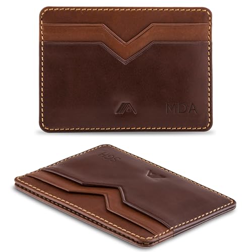 A-SLIM Yaiba Personalisierte Ledergeldbörse Kartenetui mit individueller Initialenprägung | Personalisierte Geldbörse für Männer | Premium Vollnarbenleder Geldbörse, braun, 10.5*7.5 cm, Minimalistisch von A-SLIM