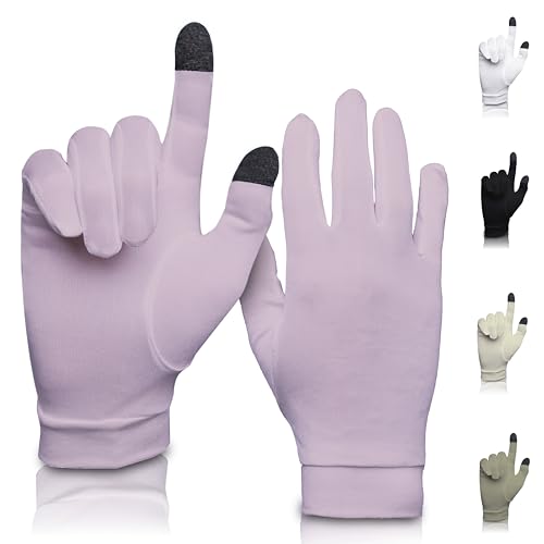 A TOUCH OF Silk Unterziehhandschuhe aus Reiner Seide | Weich & bequem | Touchscreen-fähige Thermohandschuhe | Natürlich | Unisex | Waschbeutel inklusive (Rosa Klein) von A TOUCH OF Silk