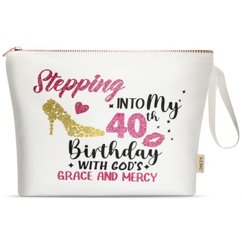 A-Z BAG Make-up-Tasche für Mädchen zum 16. Geburtstag, süßes Geschenk zum 16. Geburtstag, ideal für beste Freunde, Schwestern, Studenten, weiß, 16th, Kulturbeutel von A-Z BAG