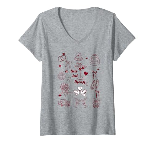 Damen EIN tini bit Tipsy Bachelorette Party Bride and Bridesmaids T-Shirt mit V-Ausschnitt Damen EIN tini bit Tipsy Bachelorette Party Bride and Bridesmaids T-Shirt mit V-Ausschnitt von A bride in a tini bit