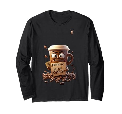 A Grumpy Coffee Cup Lustiges Unisex-Design für Herren und Damen Langarmshirt von A grumpy Coffee Funny Unisex Design Men Women tee