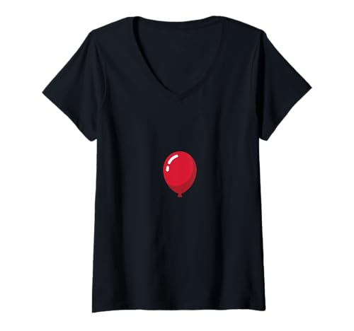 Damen single flat red balloon with a thin, curved string T-Shirt mit V-Ausschnitt von A simple Floating Balloon gives joy and happiness