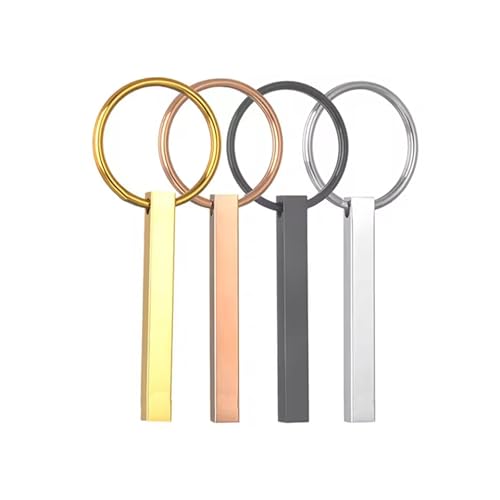 Schlüsselanhänger Balken Saule mit Datum Gravur personalisiert und Beidseitig graviertI Jahrestag graviert I Hochzeitstag graviert I love you Partner Geschenk am Schlüsselband (Gold) von A & A Hair Beauty