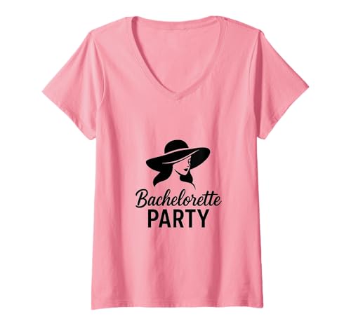 Damen Schicke, minimalistische Feier mit Bachelorette-Party-Grafik T-Shirt mit V-Ausschnitt Damen Schicke, minimalistische Feier mit Bachelorette-Party-Grafik T-Shirt mit V-Ausschnitt von A&B Brides