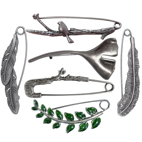 Retro Sicherheitsnadeln für Kleidung - Vintage Broschen und Pins für Frauen, Ginkgo Blatt Brosche Pins mit elegantem Silber & Bronze, perfekt für den täglichen Gebrauch & Geschenke (Silber) von A&H Zier