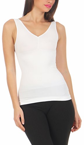 Slim -Fit Unterhemd Mieder Damen Bauchweg-Shirt RIPP Unterwäsche CL 836 (48/50, Weiß) von A&LE Fashion