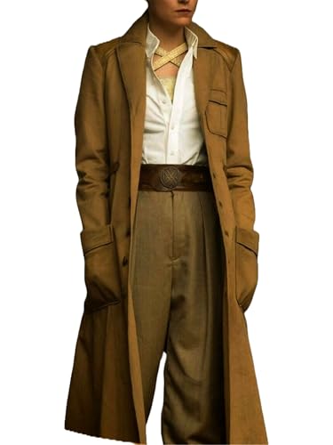 A&M Express Damen Corrin Brown Long Trenchcoat Baumwolle Mehrere Taschen, braun, L von A&M Express