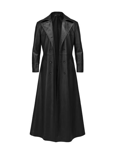 A&M Express Herren Gothic Black Crow Long Coat - Eric Kunstleder Halloween Kostüm Trenchcoat, Schwarz , XXL von A&M Express