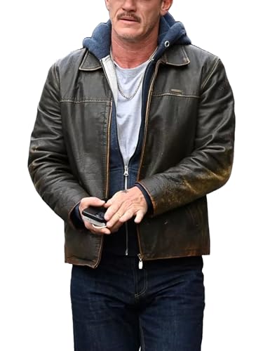 A&M Express Herren Luke 2,3 kg braune Lederjacke - Distressed Echtleder Jacke, braun, M von A&M Express