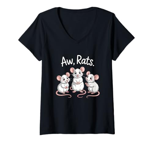 Damen EIN Netter und frecher Comic-Zeichentrickfilm mit Nagetieren T-Shirt mit V-Ausschnitt Damen EIN Netter und frecher Comic-Zeichentrickfilm mit Nagetieren T-Shirt mit V-Ausschnitt von A w Rat Cute And Cheeky Rodent Squad Comic