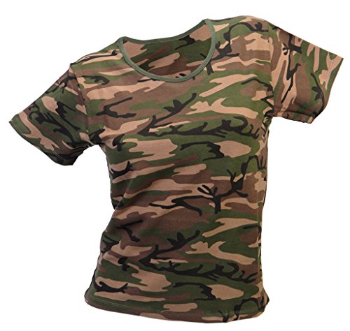 Bequemes Damen US Army Style Stretch T-Shirt Kurzarm XS-XXL (L, Woodland) von A. Blöchel