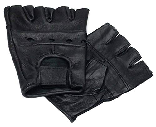 A. Blöchel Lederhandschuhe ohne Finger fingerlose Handschuhe, schwarz Größe S - XXL (L) von A. Blöchel